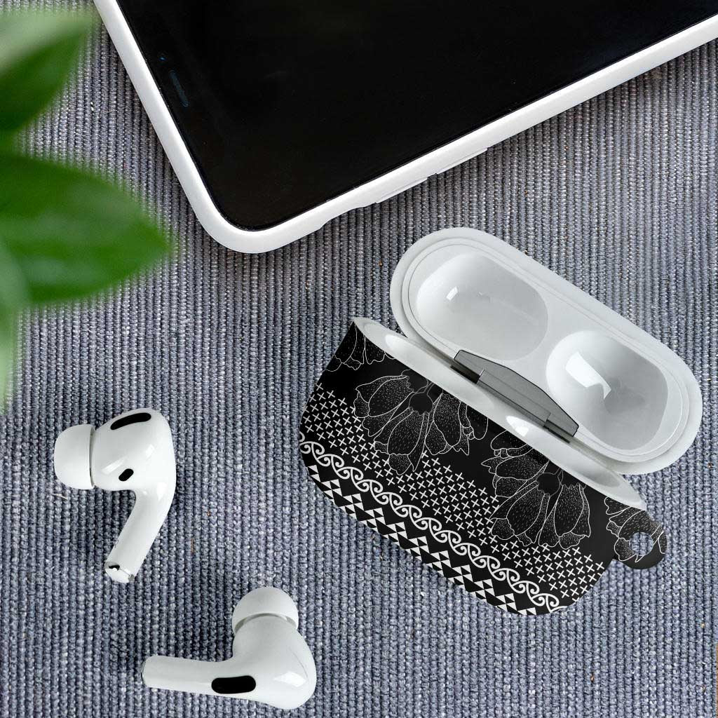 Black Taniko Kowhaiwhai Tukutuku Motif AirPods Case - Polynesian Pride