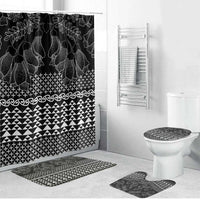 Black Taniko Kowhaiwhai Tukutuku Motif Bathroom Set LT9 Bathroom Set (4 pcs) Black - Polynesian Pride