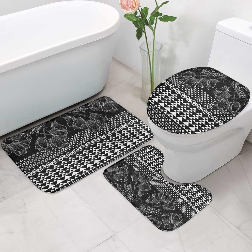 Black Taniko Kowhaiwhai Tukutuku Motif Bathroom Set LT9 - Polynesian Pride