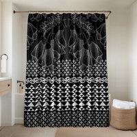 Black Taniko Kowhaiwhai Tukutuku Motif Bathroom Set LT9 Shower Curtain Only Black - Polynesian Pride