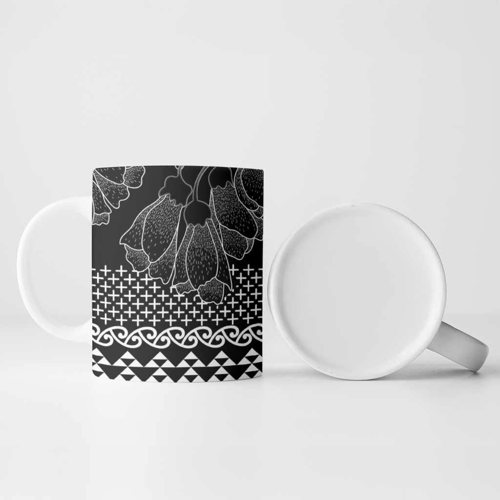 Black Taniko Kowhaiwhai Tukutuku Motif Ceramic Mug - Polynesian Pride
