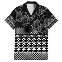Black Taniko Kowhaiwhai Tukutuku Motif Family Matching Summer Maxi Dress and Hawaiian Shirt LT9 Dad's Shirt - Short Sleeve Black - Polynesian Pride