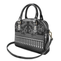 Black Taniko Kowhaiwhai Tukutuku Motif Shoulder Handbag