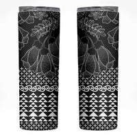 Black Taniko Kowhaiwhai Tukutuku Motif Skinny Tumbler LT9 Black - Polynesian Pride