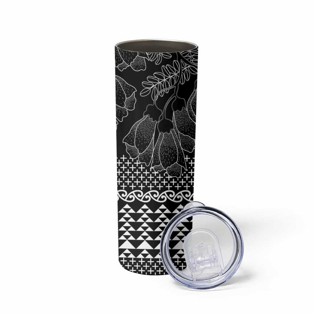 Black Taniko Kowhaiwhai Tukutuku Motif Skinny Tumbler LT9 - Polynesian Pride