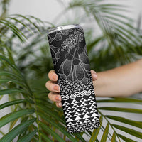 Black Taniko Kowhaiwhai Tukutuku Motif Skinny Tumbler LT9 - Polynesian Pride