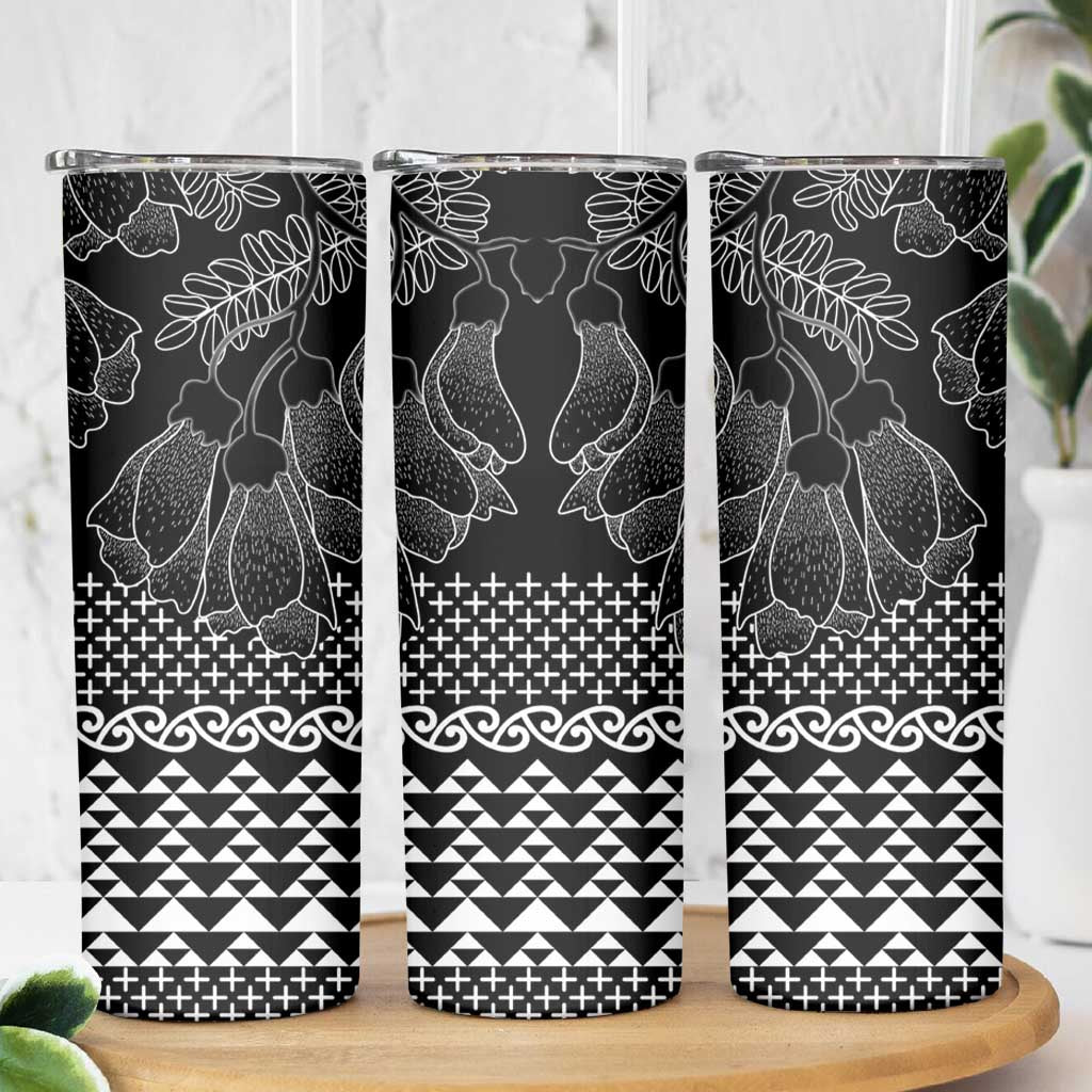 Black Taniko Kowhaiwhai Tukutuku Motif Skinny Tumbler LT9 - Polynesian Pride