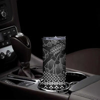 Black Taniko Kowhaiwhai Tukutuku Motif Skinny Tumbler LT9 - Polynesian Pride
