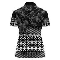 Black Taniko Kowhaiwhai Tukutuku Motif Women Polo Shirt LT9 - Polynesian Pride