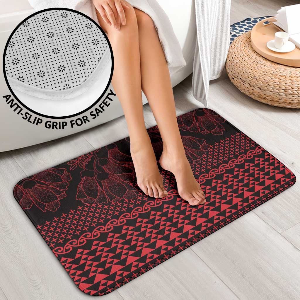 Red Taniko Kowhaiwhai Tukutuku Motif Bathroom Set - Polynesian Pride