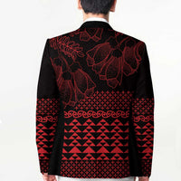 Red Taniko Kowhaiwhai Tukutuku Motif Blazer - Polynesian Pride