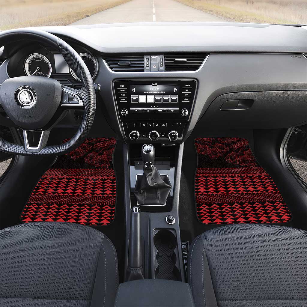 Red Taniko Kowhaiwhai Tukutuku Motif Car Mats