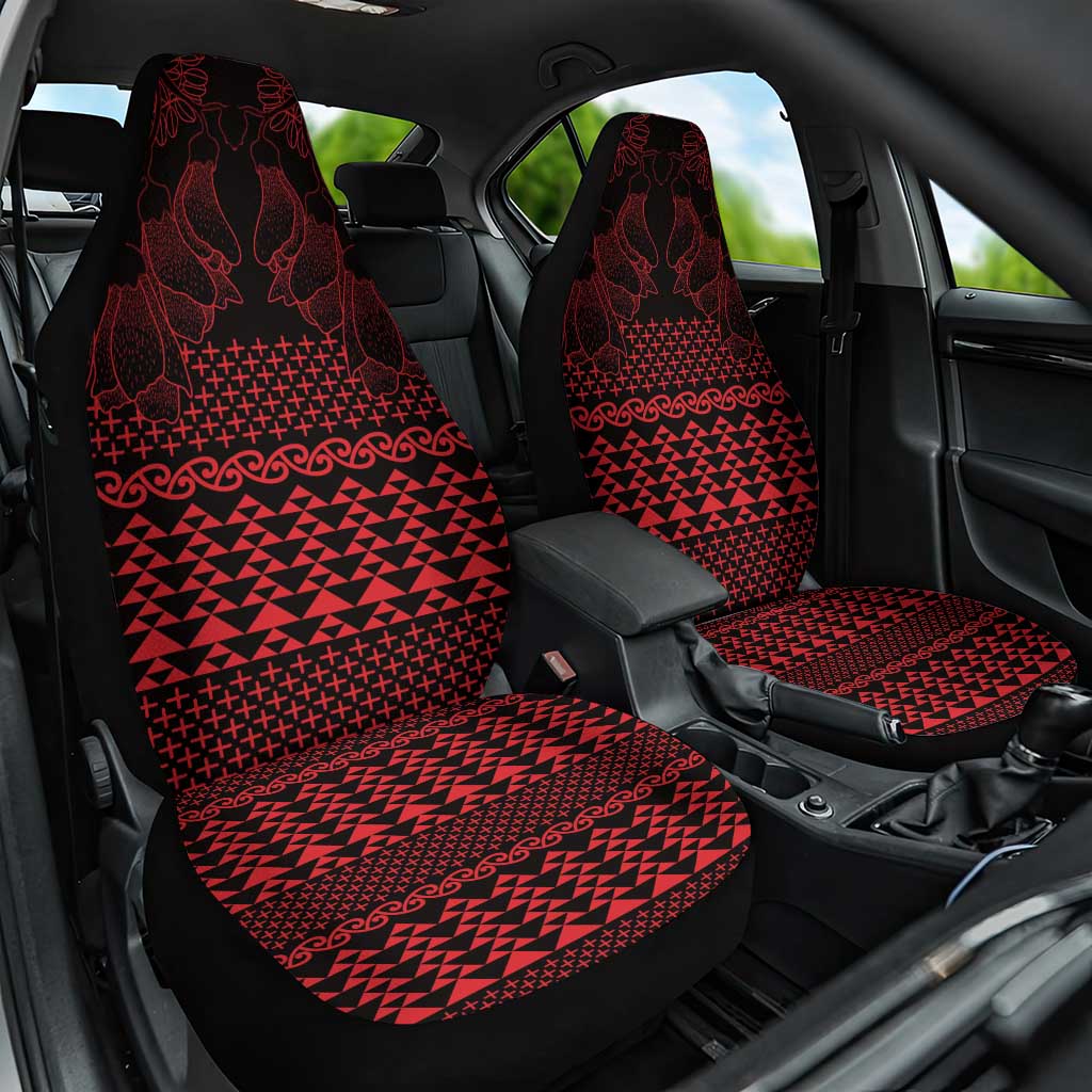 Red Taniko Kowhaiwhai Tukutuku Motif Car Seat Cover LT9 One Size Red - Polynesian Pride