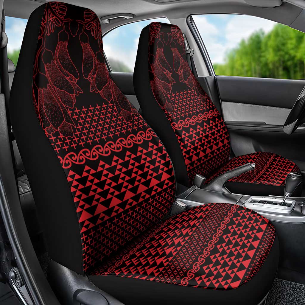 Red Taniko Kowhaiwhai Tukutuku Motif Car Seat Cover LT9 - Polynesian Pride