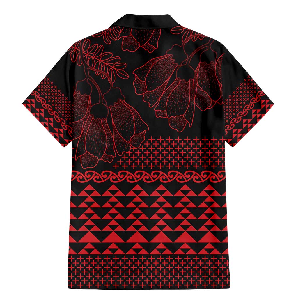 Red Taniko Kowhaiwhai Tukutuku Motif Family Matching Mermaid Dress and Hawaiian Shirt LT9 - Polynesian Pride