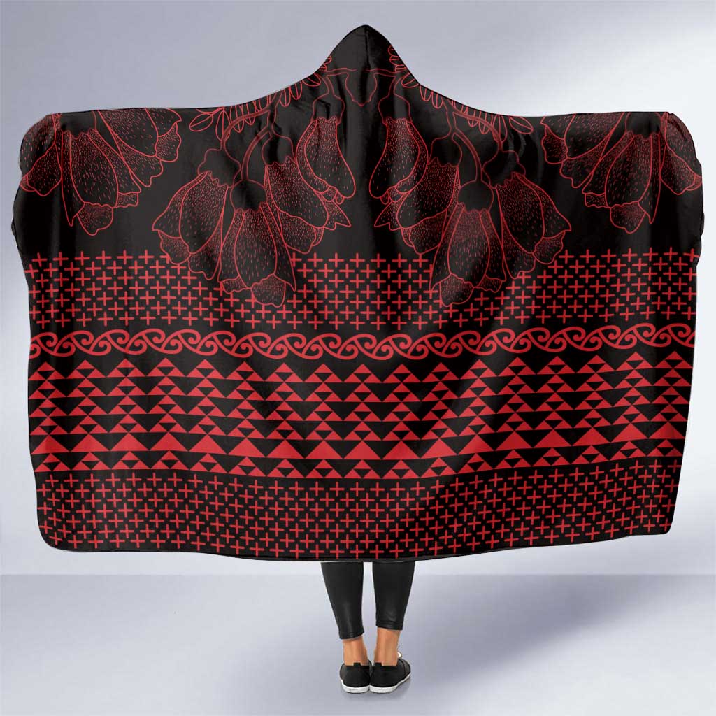 Red Taniko Kowhaiwhai Tukutuku Motif Hooded Blanket LT9 One Size Red - Polynesian Pride