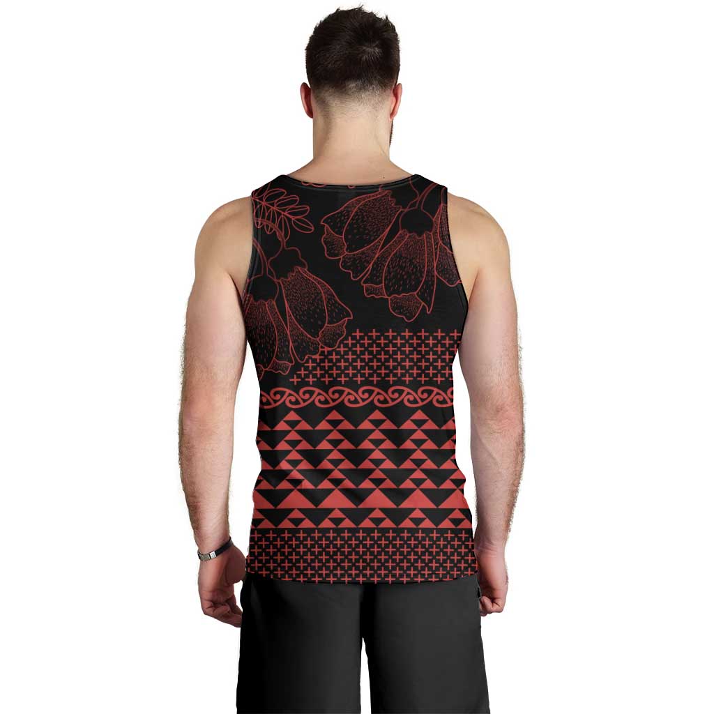 Red Taniko Kowhaiwhai Tukutuku Motif Men Tank Top LT9 - Polynesian Pride