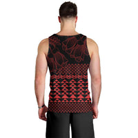 Red Taniko Kowhaiwhai Tukutuku Motif Men Tank Top LT9 - Polynesian Pride