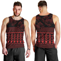 Red Taniko Kowhaiwhai Tukutuku Motif Men Tank Top LT9 - Polynesian Pride