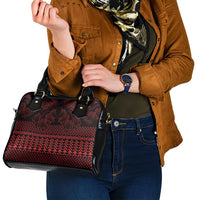 Red Taniko Kowhaiwhai Tukutuku Motif Shoulder Handbag