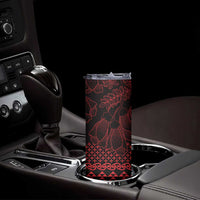 Red Taniko Kowhaiwhai Tukutuku Motif Skinny Tumbler LT9 - Polynesian Pride