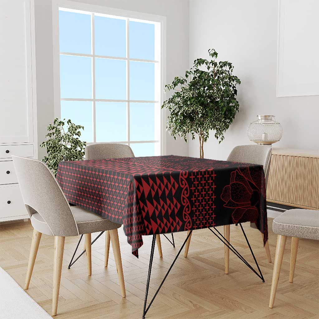 Red Taniko Kowhaiwhai Tukutuku Motif Tablecloth