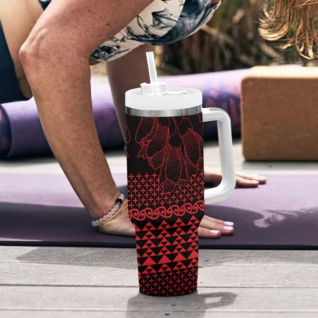 Red Taniko Kowhaiwhai Tukutuku Motif Tumbler With Handle