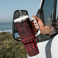 Red Taniko Kowhaiwhai Tukutuku Motif Tumbler With Handle