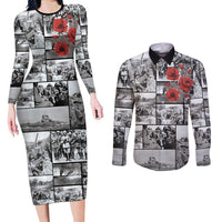 ANZAC Day Gallipoli Campaign Couples Matching Long Sleeve Bodycon Dress and Long Sleeve Button Shirt To The End They Remain LT9 Black - Polynesian Pride