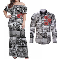 ANZAC Day Gallipoli Campaign Couples Matching Off Shoulder Maxi Dress and Long Sleeve Button Shirt To The End They Remain LT9 Black - Polynesian Pride
