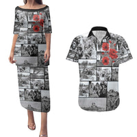 ANZAC Day Gallipoli Campaign Couples Matching Puletasi and Hawaiian Shirt To The End They Remain LT9 Black - Polynesian Pride