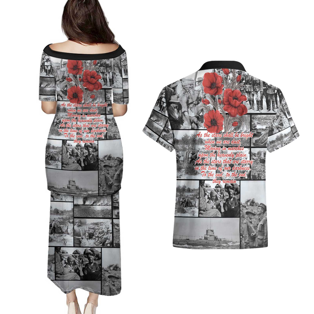 ANZAC Day Gallipoli Campaign Couples Matching Puletasi and Hawaiian Shirt To The End They Remain LT9 - Polynesian Pride