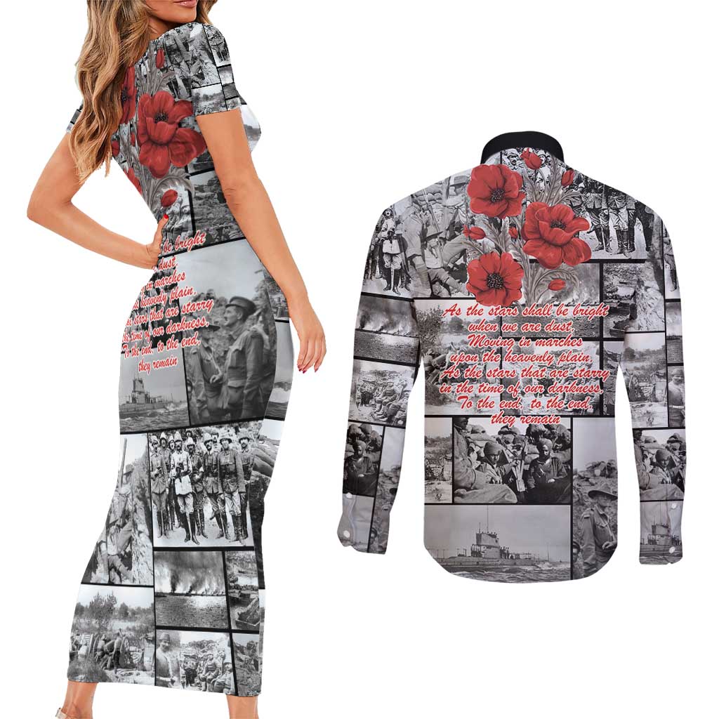 ANZAC Day Gallipoli Campaign Couples Matching Short Sleeve Bodycon Dress and Long Sleeve Button Shirt To The End They Remain LT9 - Polynesian Pride