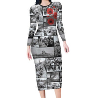 ANZAC Day Gallipoli Campaign Family Matching Long Sleeve Bodycon Dress and Hawaiian Shirt To The End They Remain LT9 Mom's Dress Black - Polynesian Pride