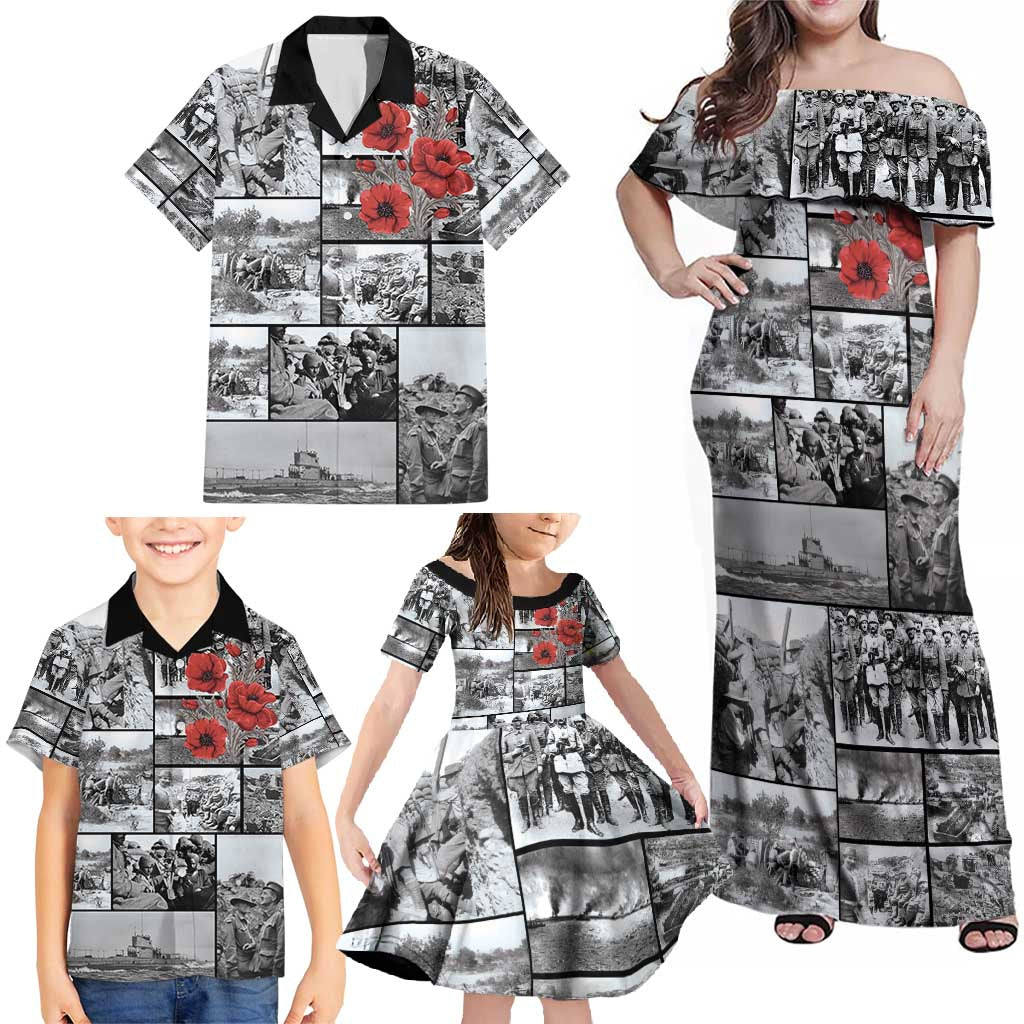 ANZAC Day Gallipoli Campaign Family Matching Off Shoulder Maxi Dress and Hawaiian Shirt To The End They Remain LT9 - Polynesian Pride