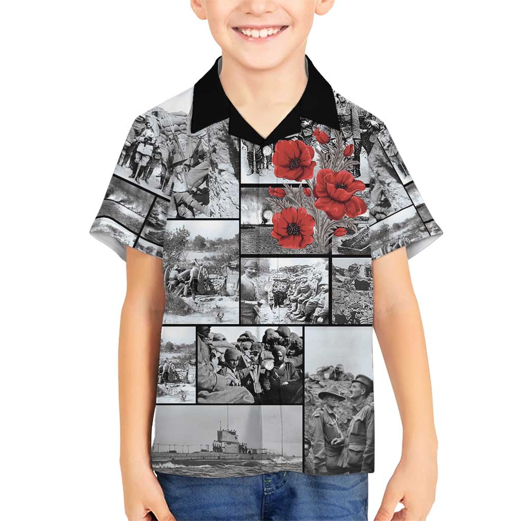 ANZAC Day Gallipoli Campaign Family Matching Puletasi and Hawaiian Shirt To The End They Remain LT9 Son's Shirt Black - Polynesian Pride