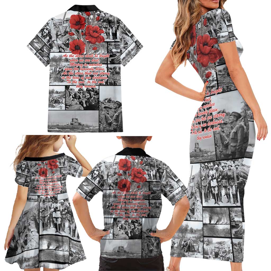 ANZAC Day Gallipoli Campaign Family Matching Short Sleeve Bodycon Dress and Hawaiian Shirt To The End They Remain LT9 - Polynesian Pride