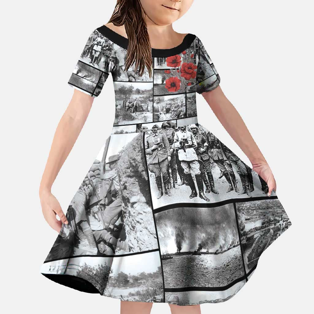 ANZAC Day Gallipoli Campaign Family Matching Summer Maxi Dress and Hawaiian Shirt To The End They Remain LT9 Daughter's Dress Black - Polynesian Pride