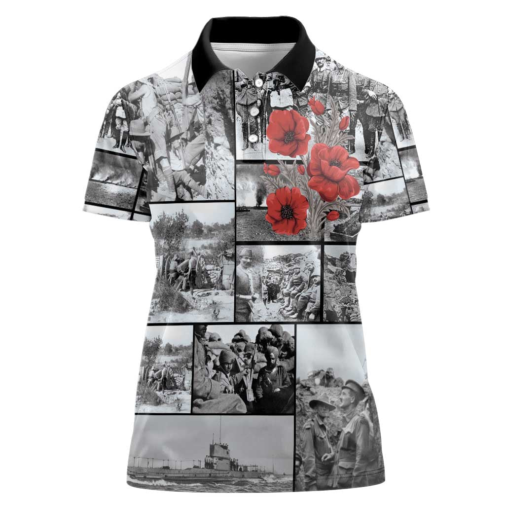 ANZAC Day Gallipoli Campaign Women Polo Shirt To The End They Remain LT9 Female Black - Polynesian Pride