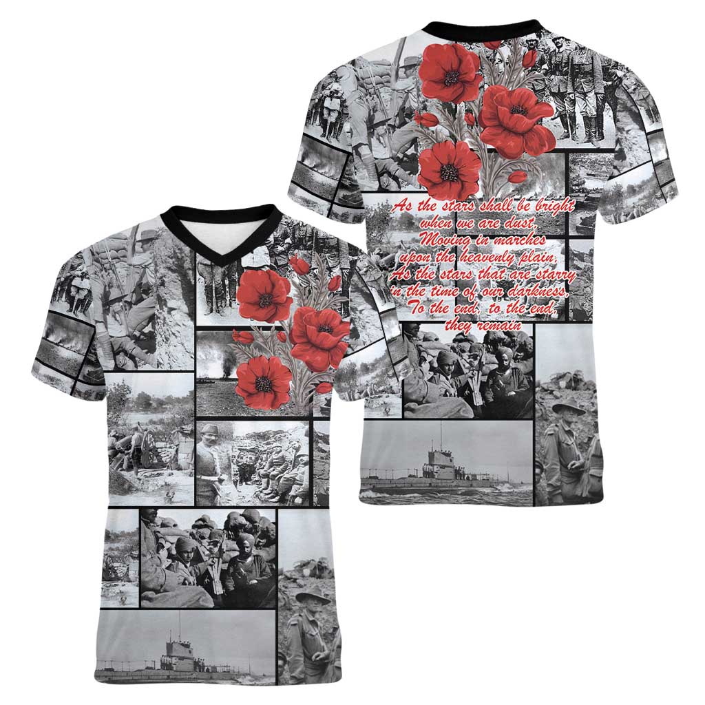 ANZAC Day Gallipoli Campaign Women V-Neck T-Shirt To The End They Remain LT9 - Polynesian Pride