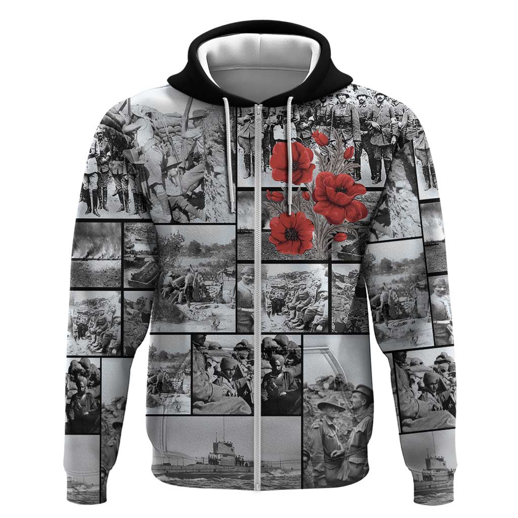 ANZAC Day Gallipoli Campaign Zip Hoodie To The End They Remain LT9 Zip Hoodie Black - Polynesian Pride