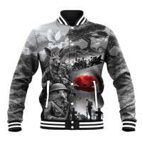 Black ANZAC Day The Battle of Lone Pine Baseball Jacket Kiwi-Kangaroo Soldier Lest We Forget LT9 Unisex Black - Polynesian Pride