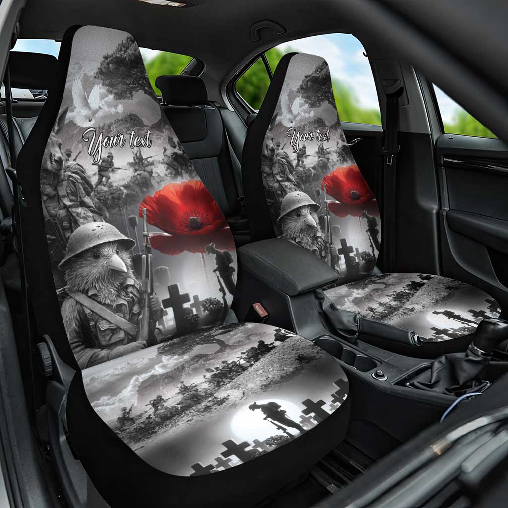 Black ANZAC Day The Battle of Lone Pine Car Seat Cover Kiwi-Kangaroo Soldier Lest We Forget LT9 One Size Black - Polynesian Pride