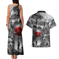 Black ANZAC Day The Battle of Lone Pine Couples Matching Tank Maxi Dress and Hawaiian Shirt Kiwi-Kangaroo Soldier Lest We Forget LT9 - Polynesian Pride