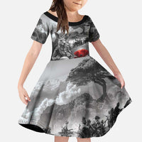 Black ANZAC Day The Battle of Lone Pine Family Matching Long Sleeve Bodycon Dress and Hawaiian Shirt Kiwi-Kangaroo Soldier Lest We Forget LT9 Daughter's Dress Black - Polynesian Pride