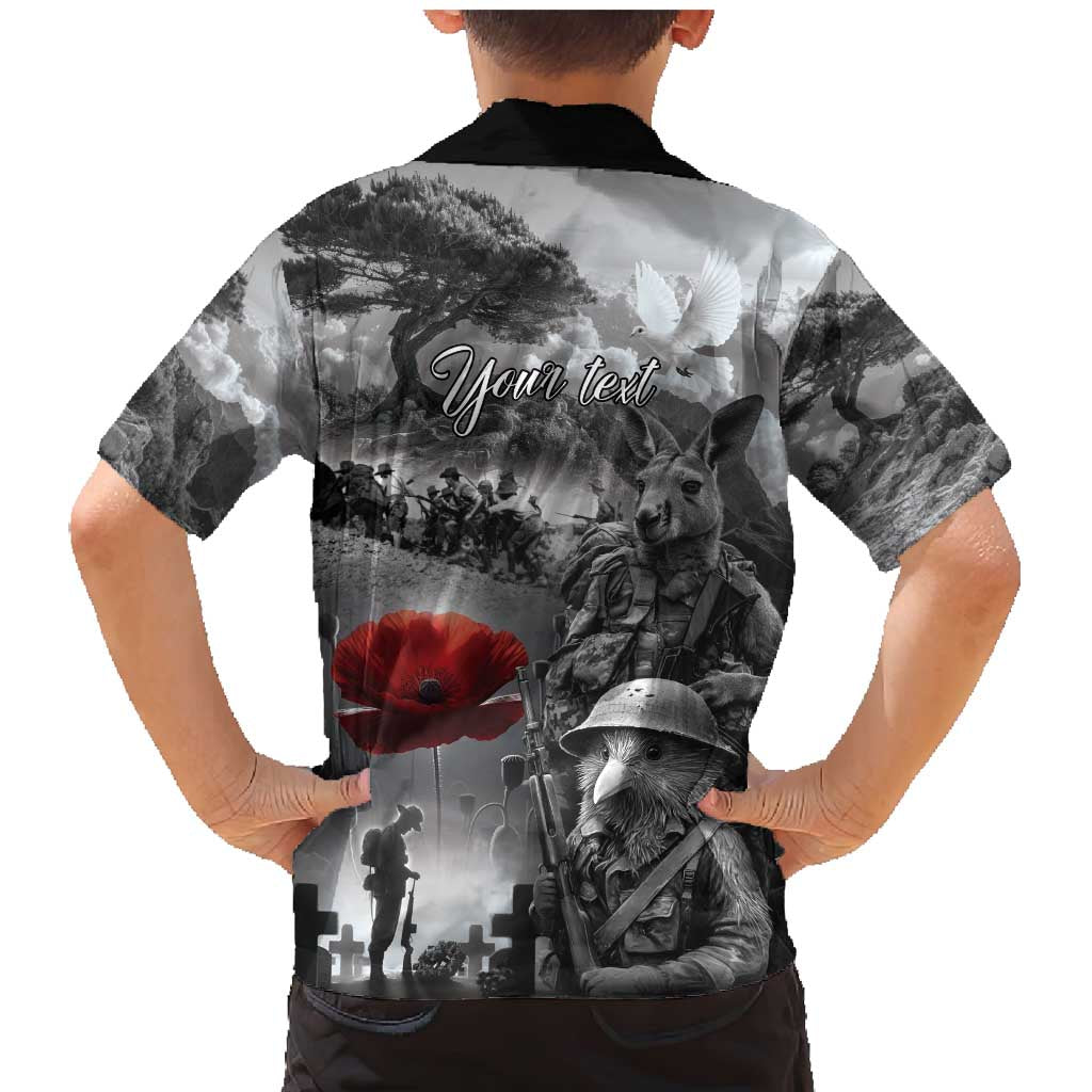 Black ANZAC Day The Battle of Lone Pine Family Matching Mermaid Dress and Hawaiian Shirt Kiwi-Kangaroo Soldier Lest We Forget LT9 - Polynesian Pride