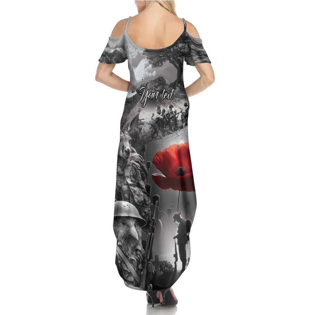 Black ANZAC Day The Battle of Lone Pine Family Matching Summer Maxi Dress and Hawaiian Shirt Kiwi-Kangaroo Soldier Lest We Forget LT9 - Polynesian Pride