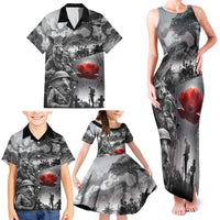 Black ANZAC Day The Battle of Lone Pine Family Matching Tank Maxi Dress and Hawaiian Shirt Kiwi-Kangaroo Soldier Lest We Forget LT9 - Polynesian Pride