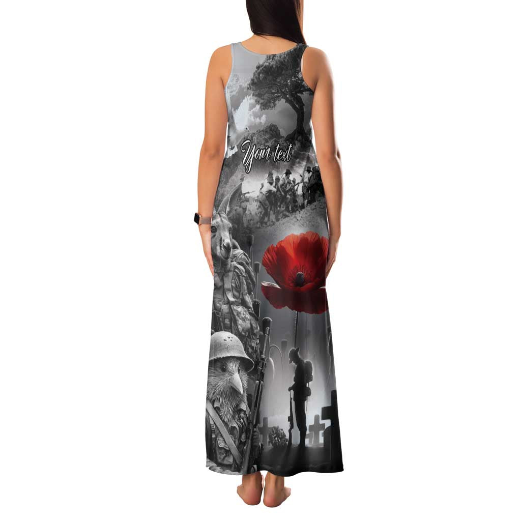 Black ANZAC Day The Battle of Lone Pine Family Matching Tank Maxi Dress and Hawaiian Shirt Kiwi-Kangaroo Soldier Lest We Forget LT9 - Polynesian Pride