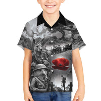 Black ANZAC Day The Battle of Lone Pine Hawaiian Shirt Kiwi-Kangaroo Soldier Lest We Forget LT9 - Polynesian Pride
